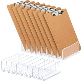 2Pcs Acrylic Adjustable Clipboard Holder, 9 Slot Organizer Display Stand
