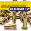 Terixe 100 Pack 1/4-20 Multi-Grip Rivet Nuts - Zinc-Plated Steel
