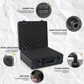 OUUTMEE 13 Inch Carrying Case With Customizable Diced Foam, Aluminum Alloy Sturdy Build, Ideal for Microphone, Equiment, Camera, Tools, Recorder and More