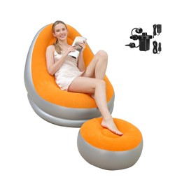 STARBRILLIANT Inflatable Deck Chair with Air Pump, Lounger Sofa for Indoor Living Room Bedroom, Outdoor Travel Camping Picnic Beach Chaise Lounges