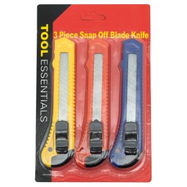 Tool Essentials 3 peças lâmina de encaixe faca utilitária estojos vermelho-azul-amarelo