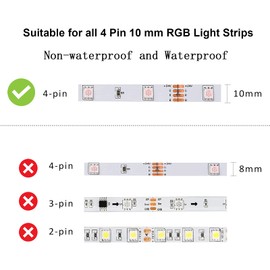 SUPERNIGHT 4Pin LED Light Connectors, 10mm Wide Right Angle Corner T-Shape Solderless Adapter Terminal Extension for 5050 3528 RGB Led Strip Lights