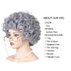FantaLook Short Curly Gray Old Lady Cosplay Wig with Glasses