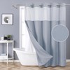 eachope Blue Long No Hook Shower Curtain with Snap-in Fabric