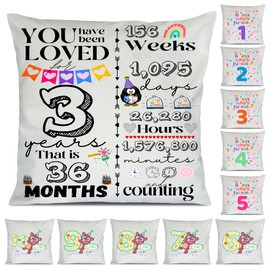 SAMAR 3 Years old Birthday gift idea, Cushion cover pillow 41x41cm size with filling insert printed both sides, Machine washable and iron friendly for boys, girls and baby 3rd birthday