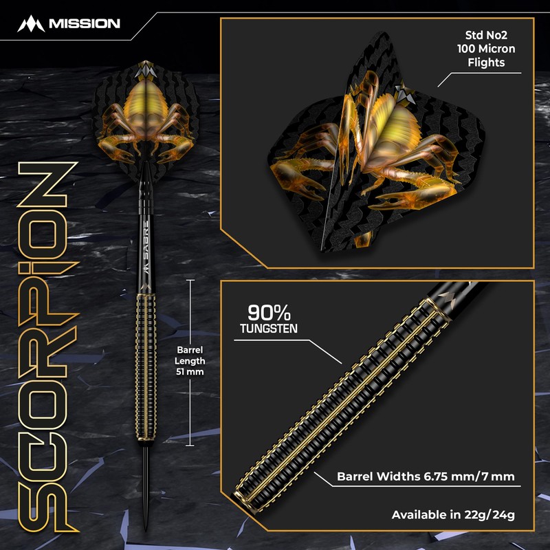 Mission | Scorpion Darts | Black & Gold | Electro