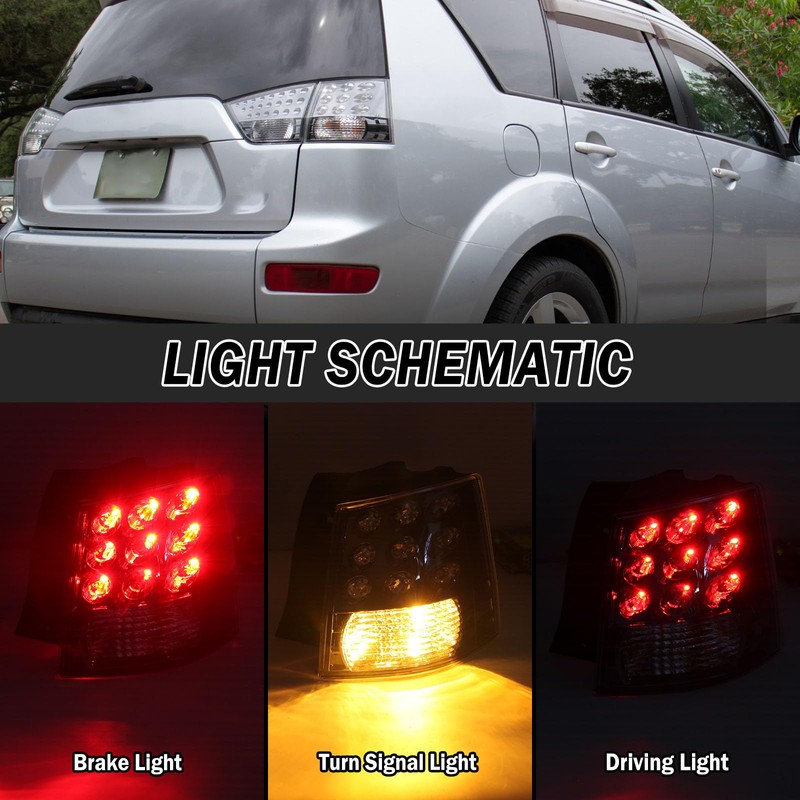 Clidr Right Side Tail Light Assembly for Mitsubishi Outlander EX