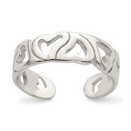FindingKing Sterling Silver Heart Toe Ring