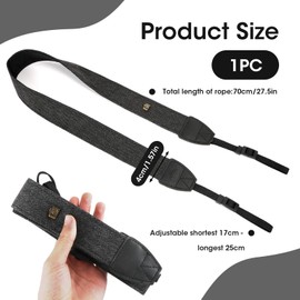 Camera Strap, Camera Shoulder Strap, Camera Strap, Camera Strap, Vintage Camera Strap Made of Cotton Gauze and PU Leather, Fits All Camera Brands (Brown), black