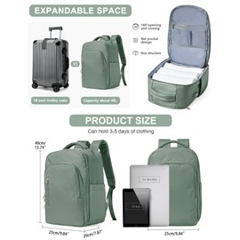 VGCUB Large Travel Backpack,Waterproof Laptop Carry on Backpack Purse for Women Men,Gym Hiking Backpack Personal Item Size Casual Daypack Work Business Backpack With USB Charging Port,Green
