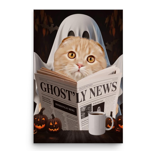 Spooky Halloween Pet and Ghost Reading Wall Art - Shell