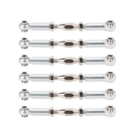 ​6 PCS Adjustable Push Rod Aluminum Alloy Push Rod Turnbuckle Rod Linkage Accessories for RC Car Models All 5 Color Options (Silver)
