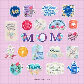 Navy Peony Heartfelt Mother's Day Stickers (22 Pieces) - Floral Themed, Funny, Waterproof | Mom Stickers for Crafts, Scrapbooks, Water Bottles