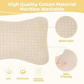 vocheer 11x7in Mini Travel Pillow, Small pillows for sleeping, Tiny Pillows for Neck, Wrist, Lumbar and Knee, Pets Pillow, Cotton, Cover Removable, Machine Washable (Dark Beige-2PC)