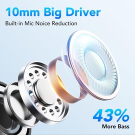 KT1 Wireless Earbuds V5.3 Bluetooth Earbuds 120Hrs Playtime, 4.7g Mini Size Painless Wear, IPX7 Waterproof, Deep Bass 2.0, Over-Ear Ear Buds Wireless Bluetooth Headphones for Sport Running (Blue)