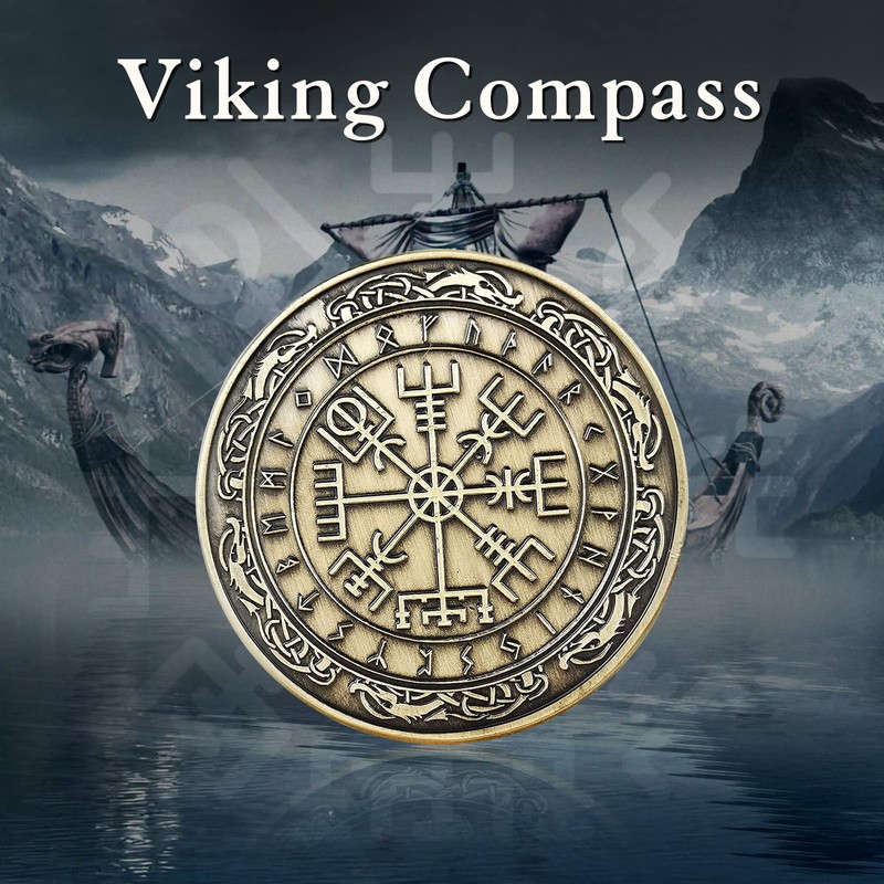 Viking Vegvisir Coin Viking Compass Coin Wayfinder Symbol Nordic Mythology
