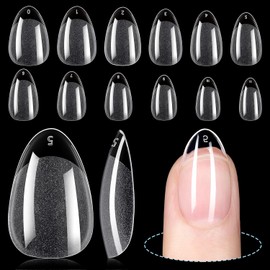 TOMICCA Short Almond Nail Tips 192Pcs Fake Acrylic Kit Extensions Gel Clear for Home DIY Salon 12 Sizes 2_192Pcs-Almond Nail Tips / TOMICCA 숏 아몬드 네일 팁 192Pcs 가짜 아크릴 키트 익스텐션 홈 DIY 살롱용 젤 클리어 12사이즈 2_192Pcs-Almond Nail Tips