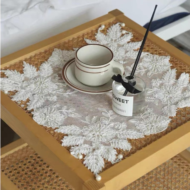 Gratify Lace Doilies with Handmade Beaded Embroidery Lace Table Placemats