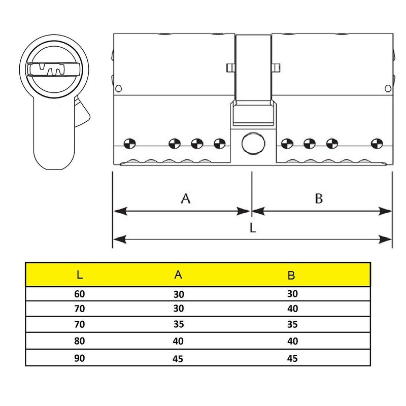 Yale HSK3535N4 HSKMOD3535N4 Modular Cylinder Nickel Plated 35 x 35