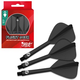 Shot! Darts Flight Deck One Piece Dart Flight and Shaft System, Reduced Deflections, Kite Shaped Flight White (350 Micron) Available in Set of 3 (Black, Short)