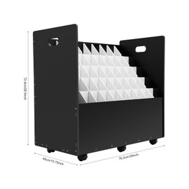 50 Slots Blueprint Organizer Movable Roll File Cart PVC Construction Plan Holders Blueprint Cabinet with Wheels Roll Files Storage for Office and Home, Factories, Libraries (Black)