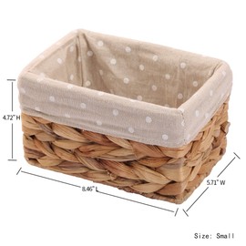 KINGWILLOW Rectangular Wicker Storage Basket&Bins Container, Organizer Box, Art & Craft (Small)