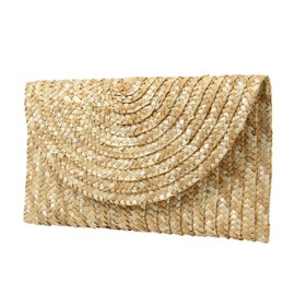 Freie Liebe Straw Clutch Bag for Women Summer Clutch Purses Beach Envelope Wallet Woven Handbags