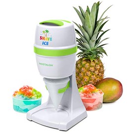 Nostalgia ESHVICE2HSI Electric Hawaiian Shave Ice & Snow Cone Maker, Includes Reusable Cup and Two Molds, Stainless Steel Blades, White/Green