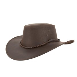 Outbacker William Robust Real Leather Hat in Three Colours, brown, L