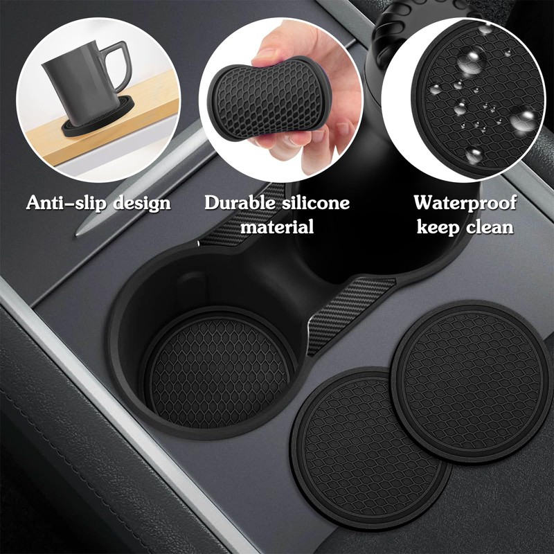 Car Coasters, 4 Pack Non-Slip Car Cup Holder Coaster, 2.75