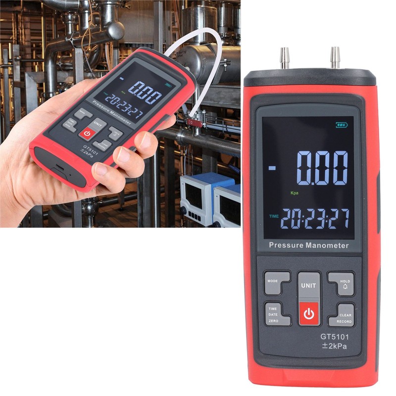 ±2KPa Differential Pressure Gauge High Accuracy Digital Pressure Manometer for