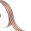 Striped Wired Ribbon 1" x 20 Yards Brown White Gift