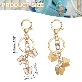 PATIKIL Butterfly Charm, Enameled Keychain Cute Butterfly Pendant Keyring Purse Bag Accessories Car Ring Pendant for Handbag Keys, White