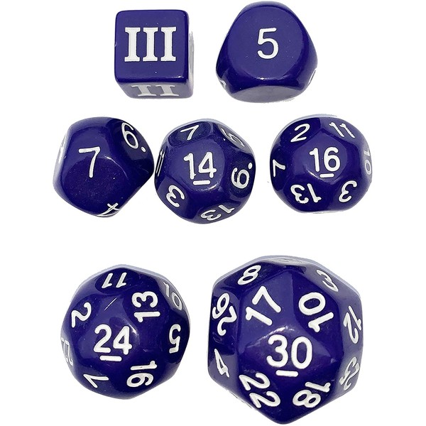 DCC Special 7 - Purple - Set of 7 Rare and Unusual RPG dice Approved for use with Dungeon Crawl Classics