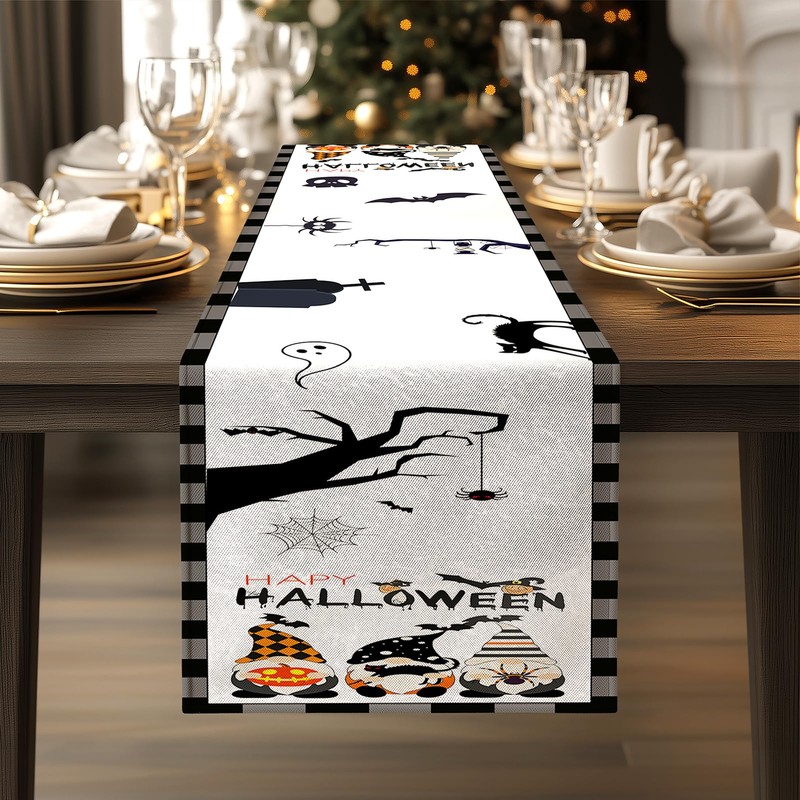 Halloween Table Runner, Happy Halloween Kitchen Dining Table Decorations, Table