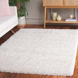 SAFAVIEH Hudson Shag Collection Area Rug - 5' x 7', Ivory, Solid Design, Plush 2-inch Thick Pile, Non-Shedding, Ideal for High Traffic Areas in Living Room, Bedroom, Dining (SGH285A-57)