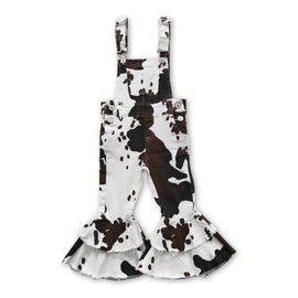 Yawoo Haan Cow print overall jeans toddler girls denim jumpsuit