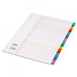 Pukka Pad A4 Mylar Dividers - Alphabetised and Colour Coded Tabs with 4-Hole Punch Compatibility - 1 Pack of 20 Dividers, Letters A-Z