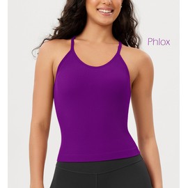 ODODOS Women's 3-Pack Seamless Cami Tops Ribbed Camisole Tank Top, Phlox+Sea Green+Lapis, X-Large/XX-Large