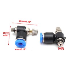 S SYDIEN Quick Connect Air Hose Fittings 5Pcs 4mm to M5 Male Thread Air Flow Control Valve with Push to Connect Fitting, Pneumatic Speed Control Valve