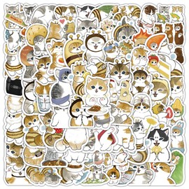 100pcs Cute Small Size Cat Stickers, Vinyl Waterproof Aesthetic Kitten Stickers Packs for Water Bottle Notebook Scrapbook, Kawaii Animals Decals for Boys Girls Teens Adults