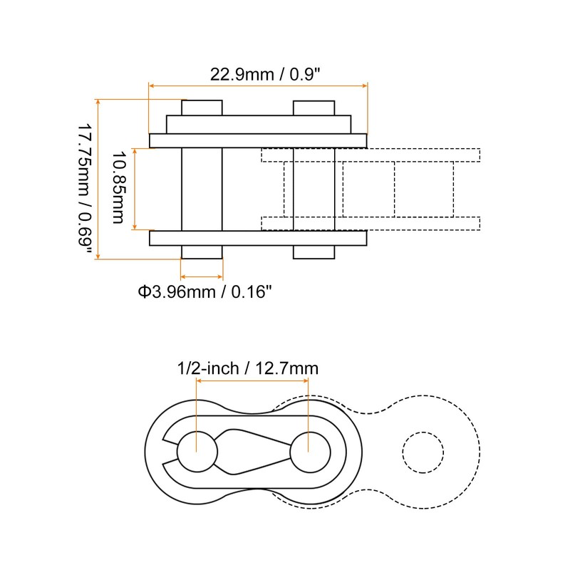 sourcing map 6Pcs #40 Chain Master Connector Link Roller, 1/2"