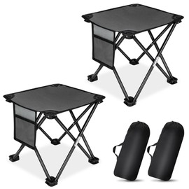 KABOER 2 Pack Folding Camping Stool Portable Outdoor Camping Chair for Fishing BBQ Hiking Gardening and Beach,Travel with Carry Bag(Grey)