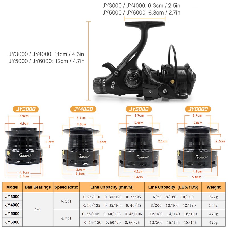 Fishing Reel Interchangeable Left and Right Handle Front and Rear