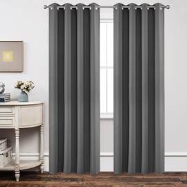 Joydeco Blackout Curtains 84 Inch Length 2 Panels Set, Thermal Insulated Long Curtains& Drapes 2 Burg, Room Darkening Grommet Curtains for Living Room Bedroom Window (W52 x L84 Inch, Light Grey)