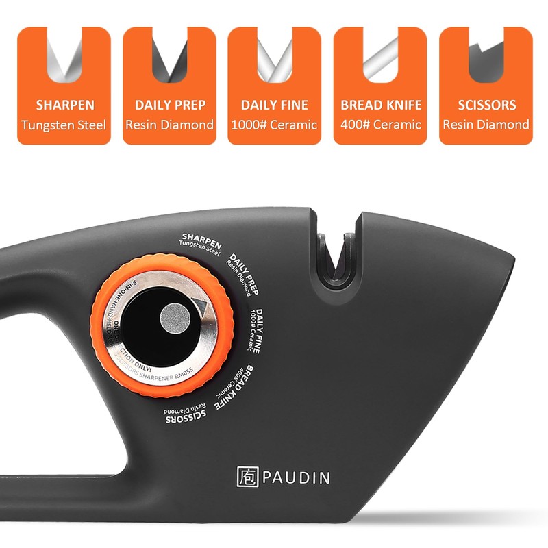 PAUDIN Knife Sharpener, Kitchen Knife Sharpener, 5 Stage Knife Sharpeners