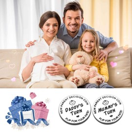New Parents Decision Coin,Gifts for Mum Dad,Newborn Baby Gifts,New Mum Gifts,Flip Coin Decision,Funny,Birthday,Anniversary,Stainless Steel (Silver)