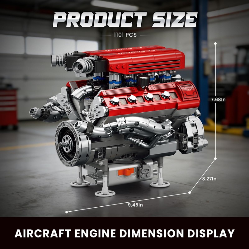 Reobrix V8 Engine Model Building Kit for Adults, V8 Engine