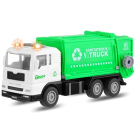 LITTLECUCU Garbage Truck Toy for Boys – Kids Truck with Lights & Sounds, Realistic Design, Friction-Powered, for 3 4 5 Year Old Boys