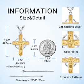 DRINSPER St Michael Pendant For Men Women 925 Sterling Silver Archangel Michael Necklace Patron Saint Cross Medals Amulet Religious Protection Jewelry Gifts for Graduate Christmas, st michael pendant,